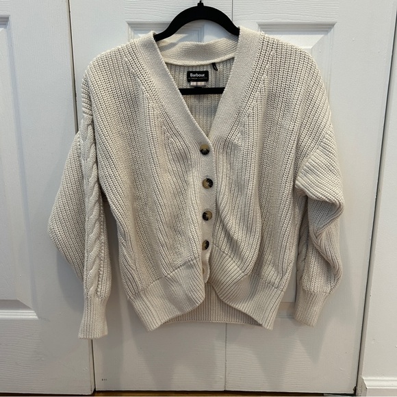 Barbour Cream Button-Up Cardigan Sweater - Picture 1 of 7